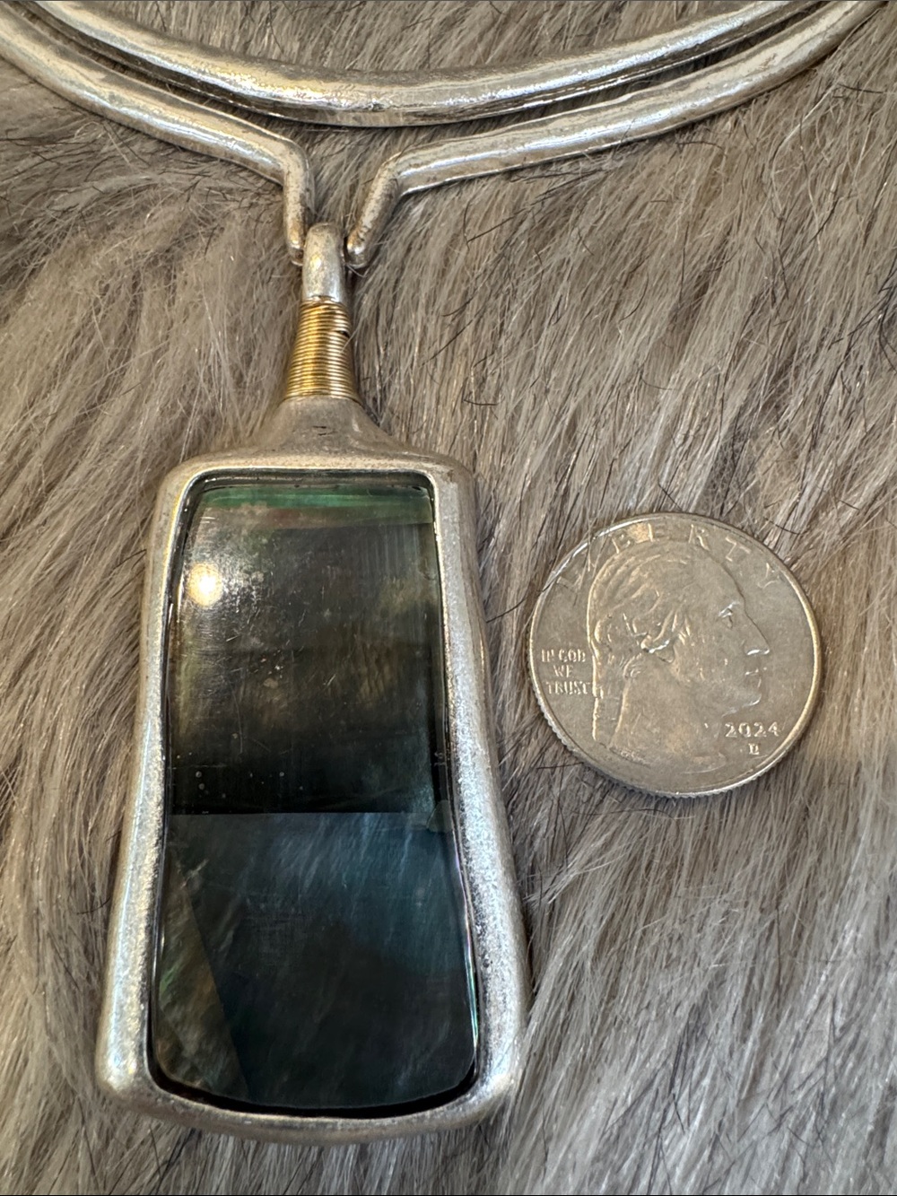 RLM by Robert Lee Morris Silver plate Pendant Necklace with Abalone Inlay - Picture 5 of 8